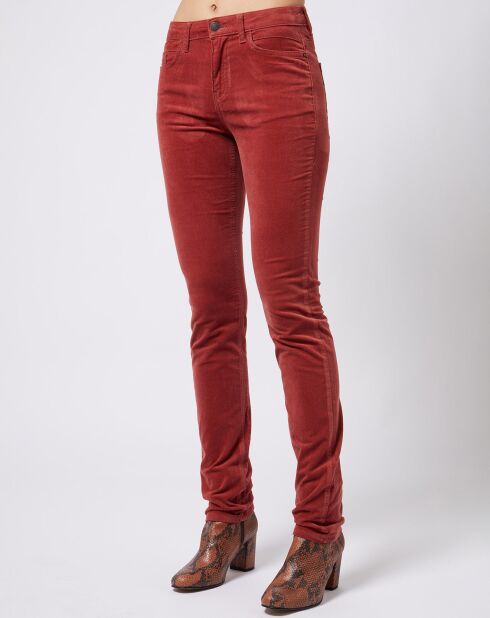 Pantalon Slim en velours côtelé à taille mi-haute rouge moyen